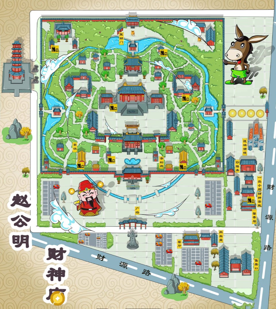黄州寺庙类手绘地图